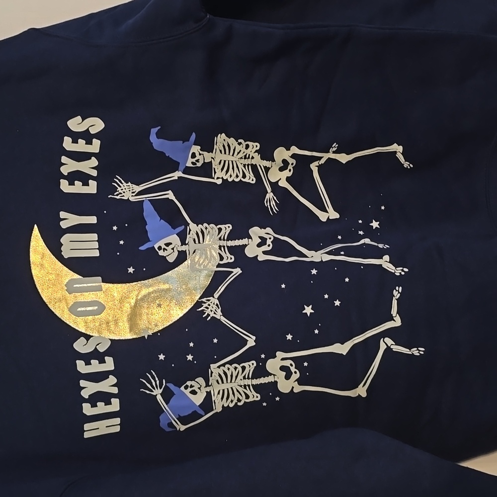NWT Womens (juniors) Navy Wound Up hexes on my exes sweatshirt multiple sizes